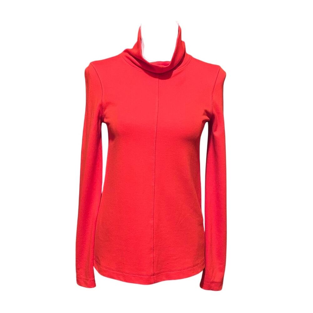COS High Neck Long Sleeve Top Size Small Orange/Red Loose Fit Heavy Knit